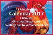 Printable Calendar 2017 'Rooster+'
