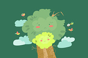 Ecology concept with cartoon trees