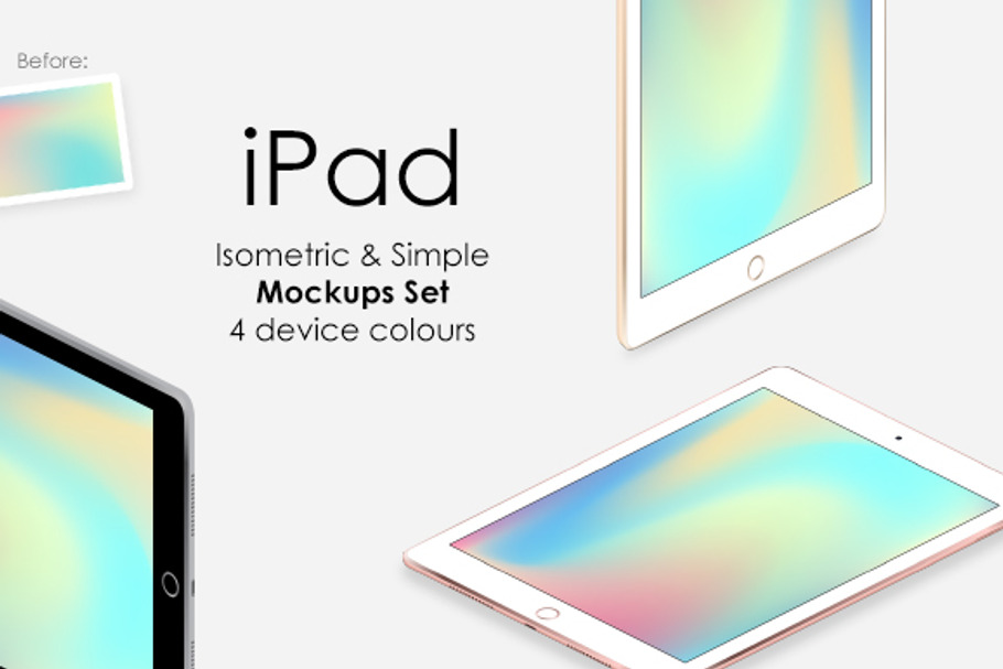 iPad Isometric & Simple Mockups Set