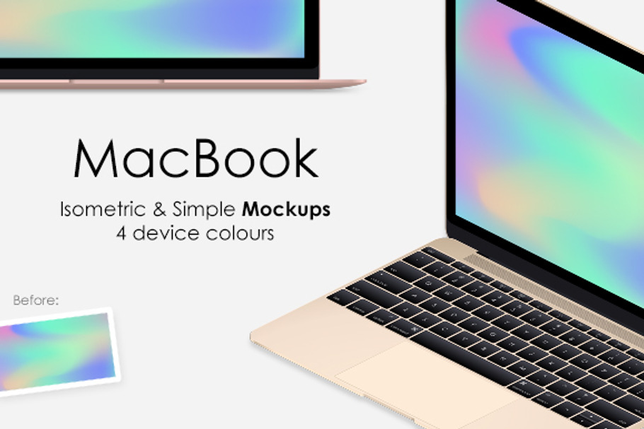 MacBook Isometric & Simple Mockups in Mobile & Web Mockups - product preview 8