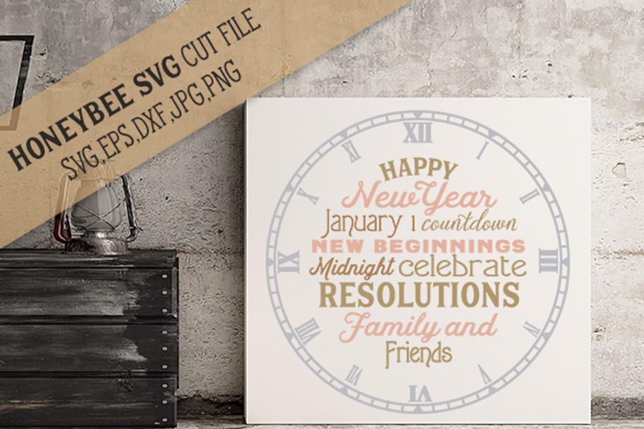 Happy New Year Clock svg in Illustrations - product preview 8