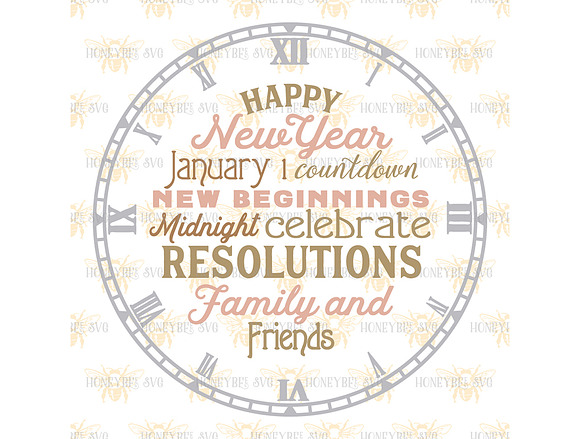 Happy New Year Clock svg in Illustrations - product preview 1