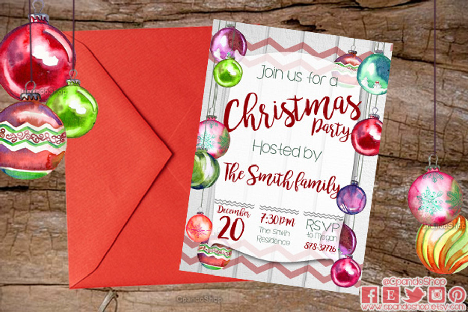 Christmas dinner invitation template in Card Templates - product preview 8
