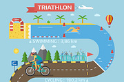 Triathlon race infographic vector