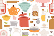 Kitchenware seamless pattern vector