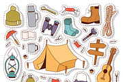 Camping stickers in hand drawn style