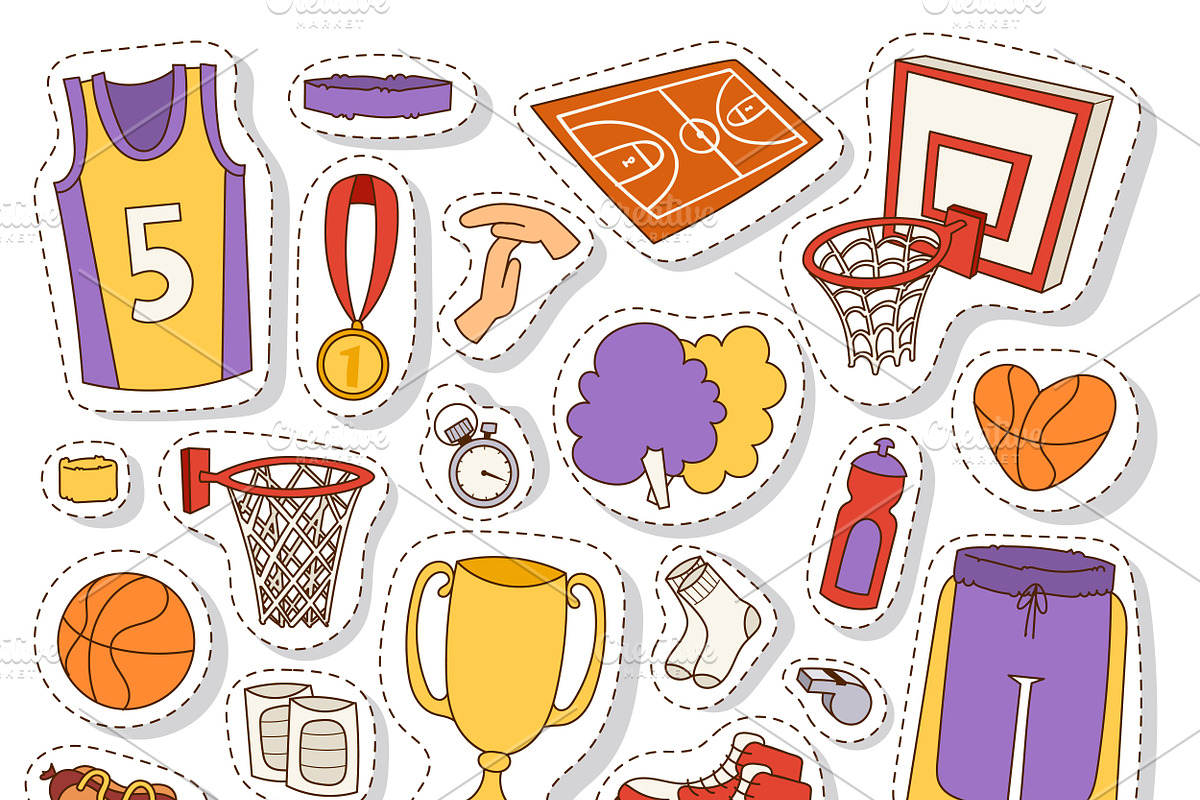 Basketball stickers icons vector in Illustrations - product preview 8