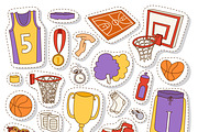 Basketball stickers icons vector