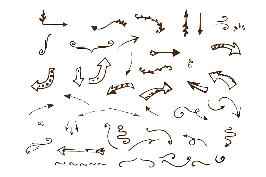 Hand drawn arrows vector set