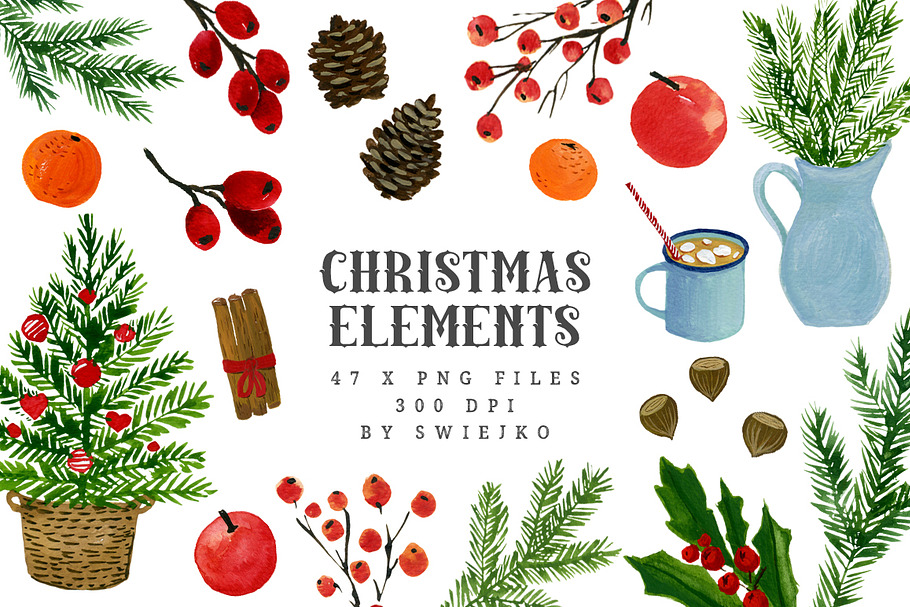 Watercolor Christmas Clipart