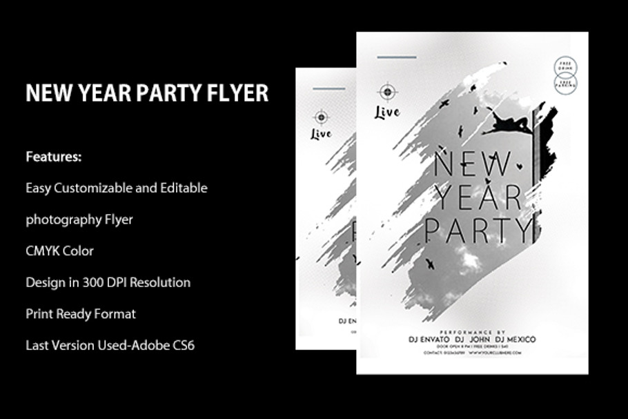 Minimal New Year Party Flyer in Flyer Templates - product preview 8