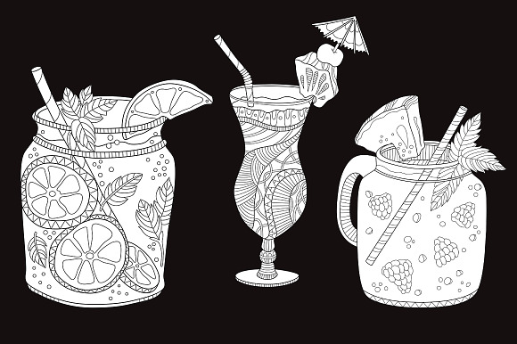 Drinks coloring pages in Illustrations - product preview 2