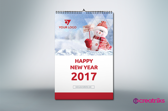 Wall Calendar 2017 - v017 in Presentation Templates - product preview 1