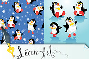 funny penguins and snowflakes