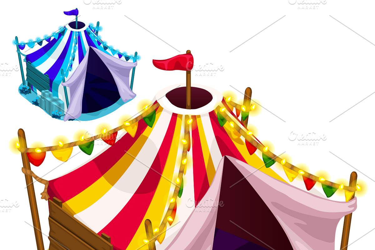 Open festive circus tent in Illustrations - product preview 8