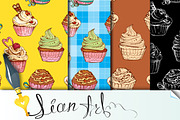 seamless patterns with cupcakes