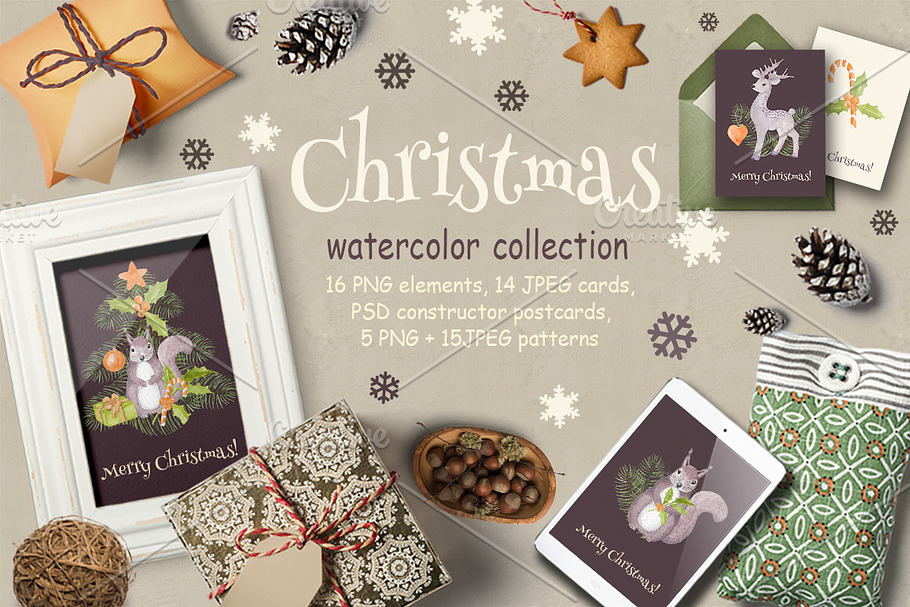 Christmas watercolor in Illustrations - product preview 8