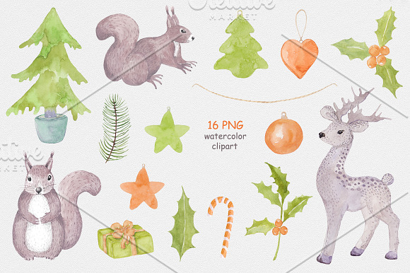 Christmas watercolor in Illustrations - product preview 1