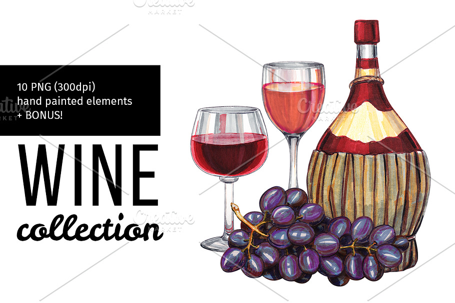 Hand drawn wine illustration. in Illustrations - product preview 8