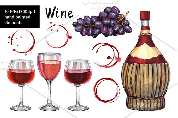 Hand drawn wine illustration. in Illustrations - product preview 1