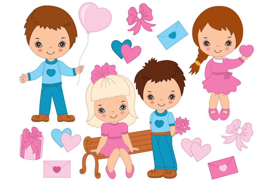 Vector Valentines Day Kids Set in Illustrations - product preview 8