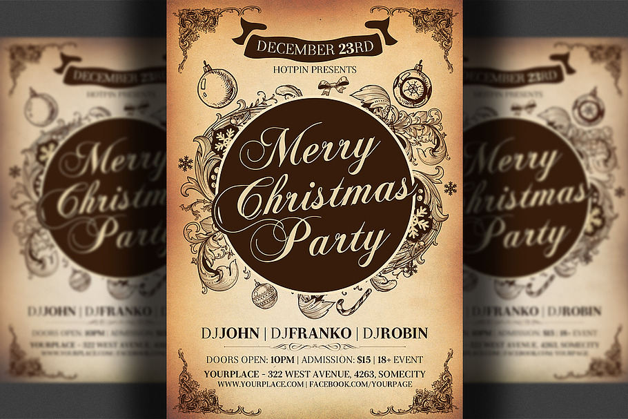 Vintage Christmas Psd Flyer Template in Flyer Templates - product preview 8