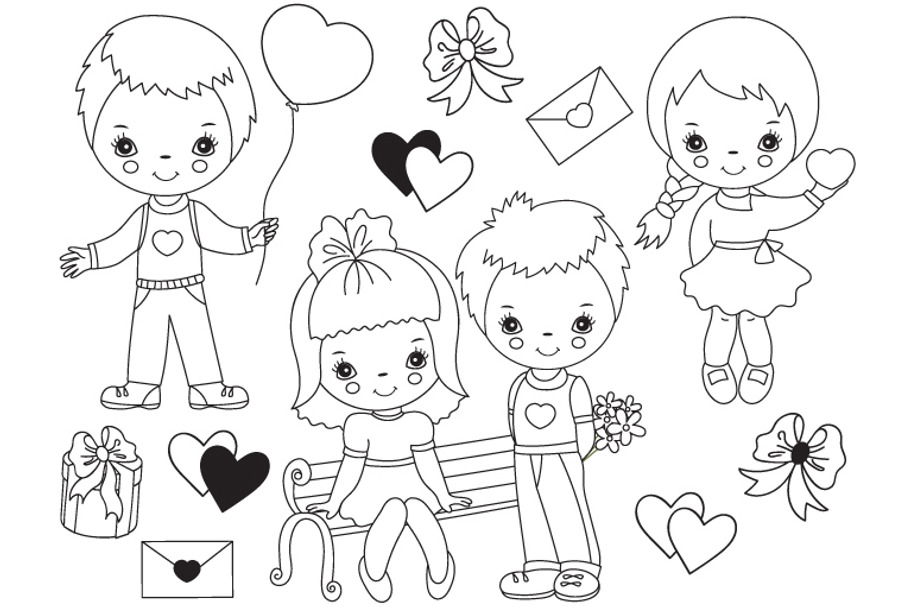 Vector Valentines Day Kids  in Illustrations - product preview 8