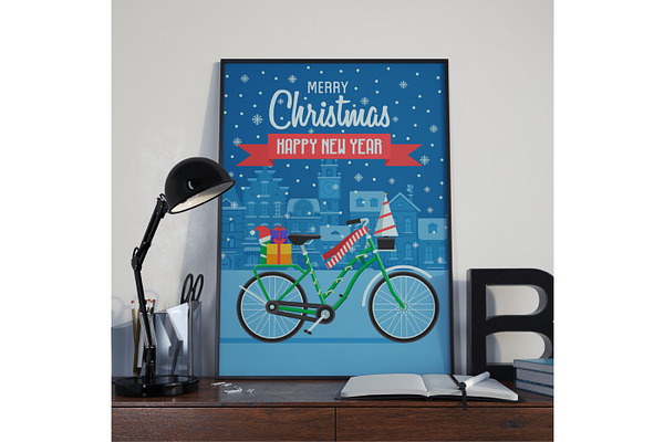 Christmas Bike Cards and Backgrounds