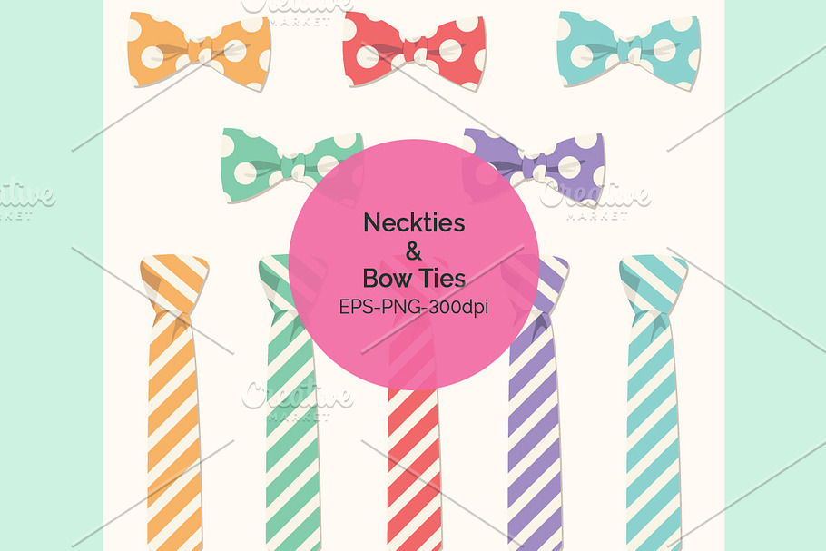 Bow Ties & Neckties Clipart Set in Illustrations - product preview 8