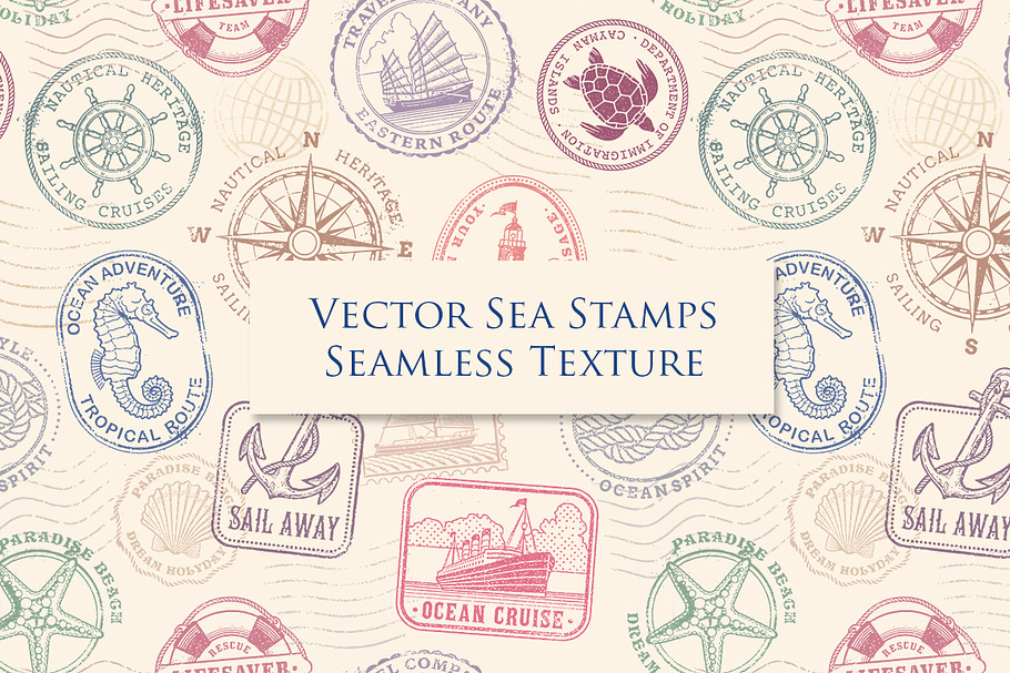 Sea Stamps Seamless Texture in Textures - product preview 8