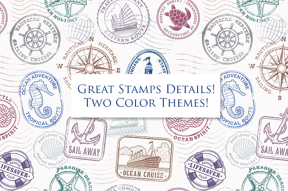 Sea Stamps Seamless Texture in Textures - product preview 1