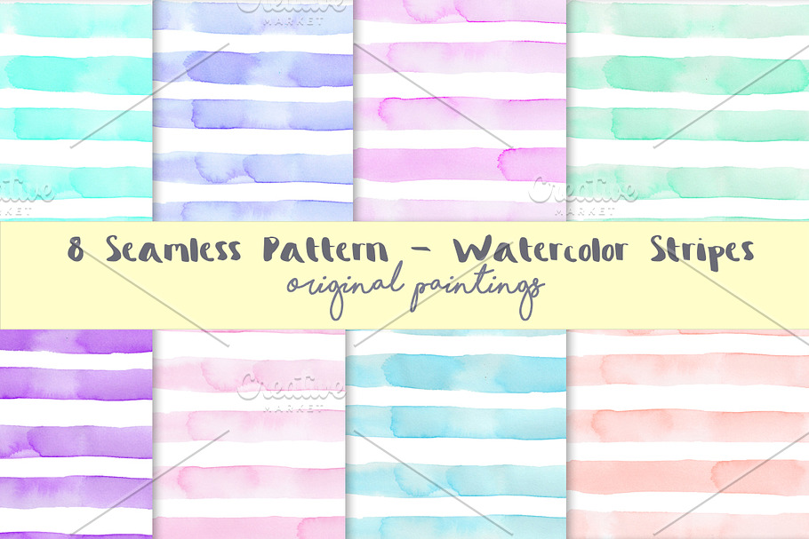 Watercolour Stripes Background Set