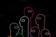 People neon silhouettes
