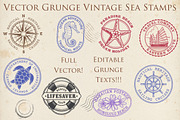 Vector Grunge Vintage Sea Stamps2