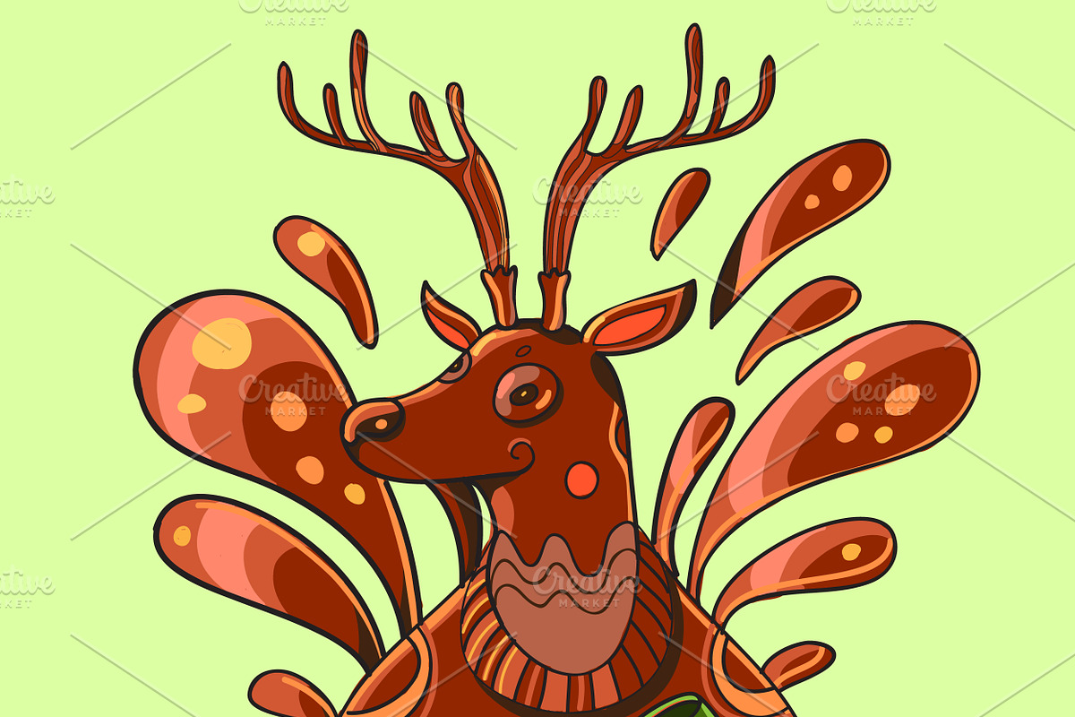 Deer with a mug in Illustrations - product preview 8