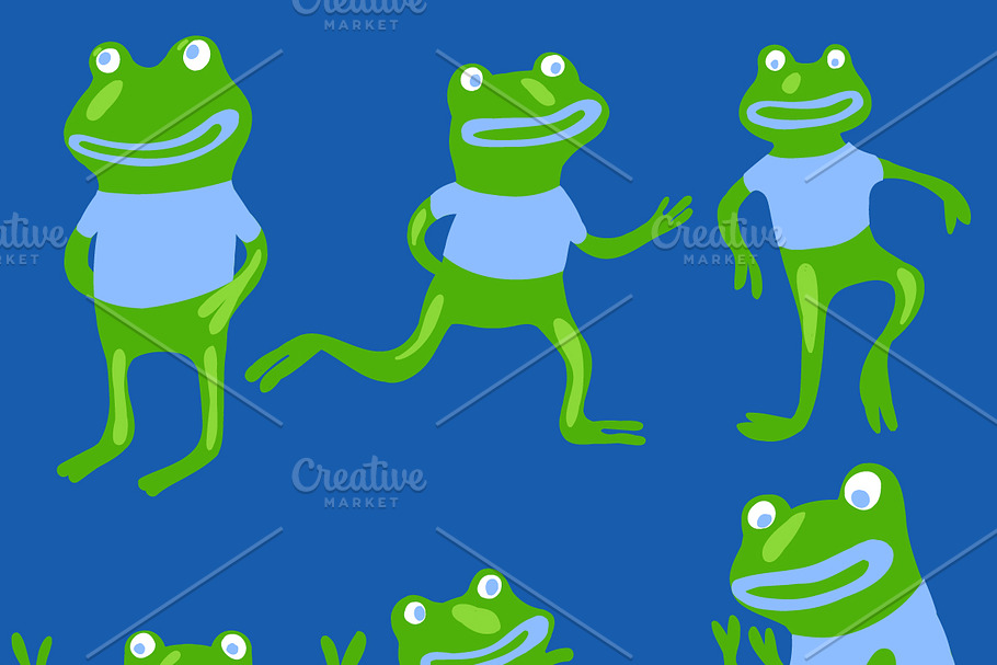 Cute frogs set in vector