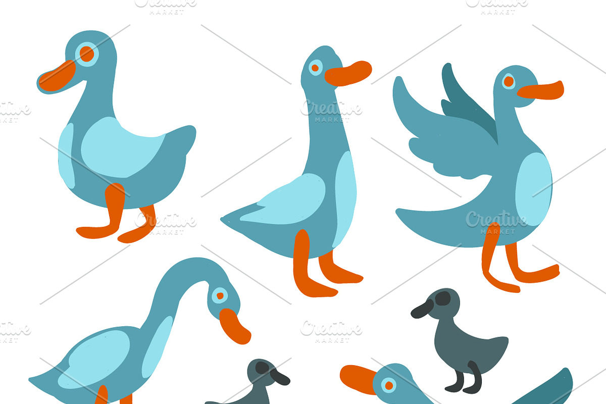 Cute goose set in Illustrations - product preview 8