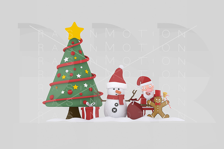 3d illustration. Christmas team. in Illustrations - product preview 8