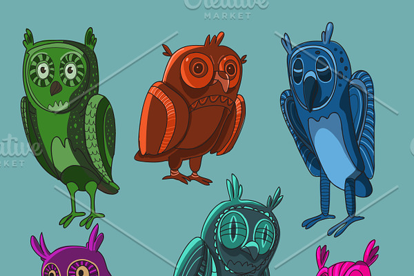 Cute owls set