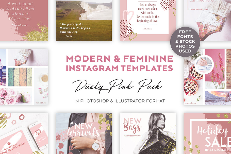 Dusty Pink INSTAGRAM BANNER Pack in Instagram Templates - product preview 8