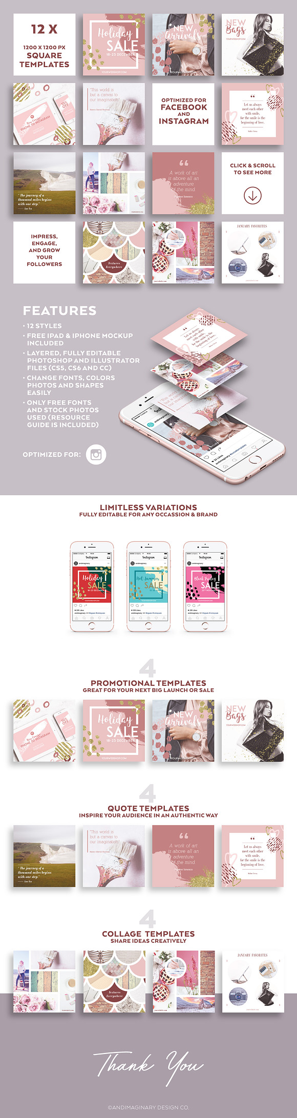 Dusty Pink INSTAGRAM BANNER Pack in Instagram Templates - product preview 2