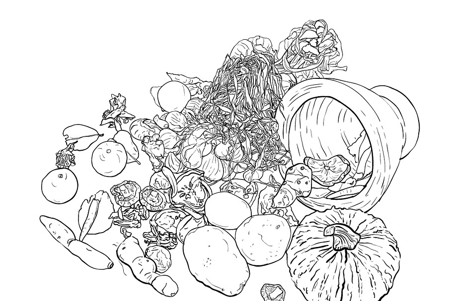 Drawing still life of food and veget in Illustrations - product preview 8