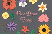 Hand Drawn Flowers Set