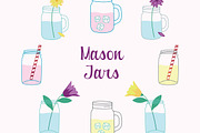 Mason Jars Clipart Vector Set