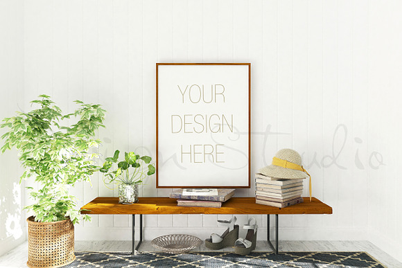 Vertical & Horizontal Wooden Frames in Print Mockups - product preview 1