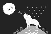White Wolf howling at the Moon