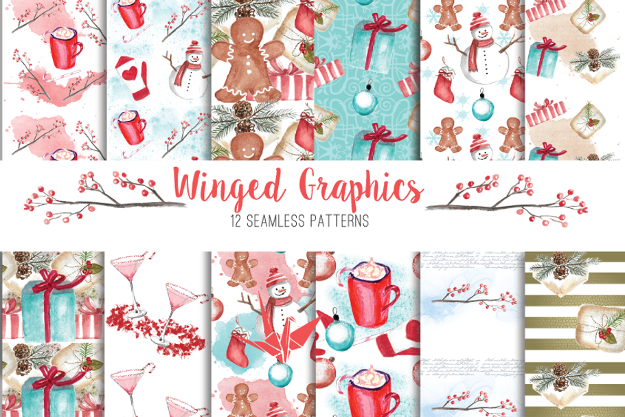 Christmas Watercolor Illustrations in Illustrations - product preview 8