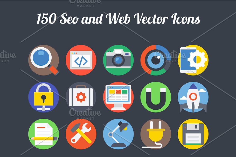 150 Seo and Web Vector Icons