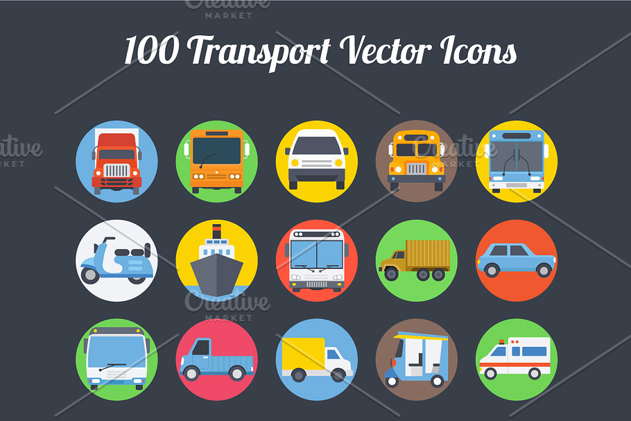 100 Transport Vector Icons in Graphics - product preview 8
