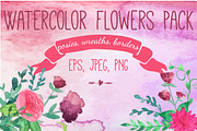 Watercolor flowers pack